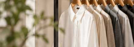 A coordinated rail of garments in an apparel boutique